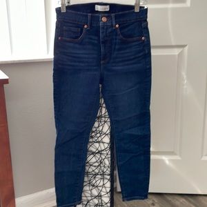 Loft skinny crop dark blue jeans 28